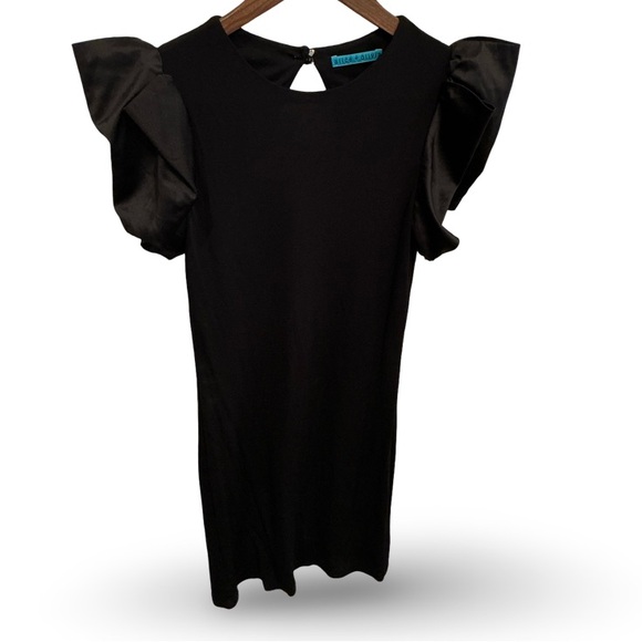 Alice + Olivia Black Dress with Ruffle Sleeves - Picture 2 of 8